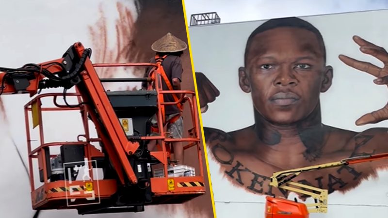 Izzy Adesanya reacts to local Kiwi artist who turned his 'mug' into a massive Auckland mural