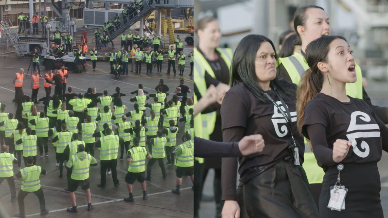 WATCH: Air New Zealand staff perform powerful haka for All Blacks as they leave for the World Cup
