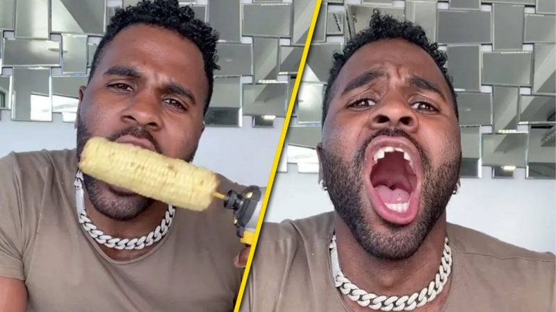 WATCH: Jason Derulo appears to knock teeth out while eating corn with a drill on Tiktok