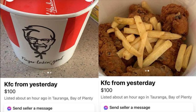 A Tauranga man is trying to sell yesterday’s KFC on Facebook Marketplace for $100