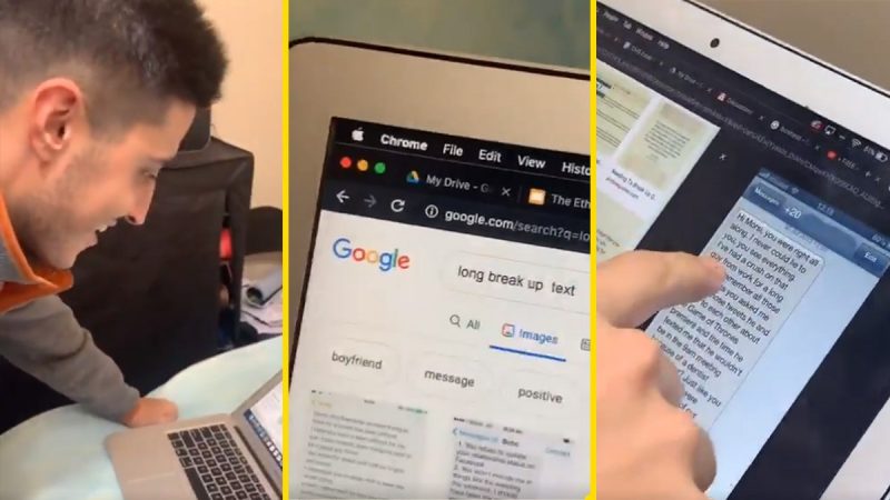 Guy reads long break-up texts from Google and makes them sound like Drake songs