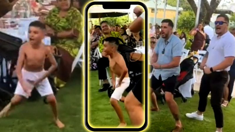 This 6yo amazed his whānau by leading a hearty haka with his dad and uncle at a family wedding