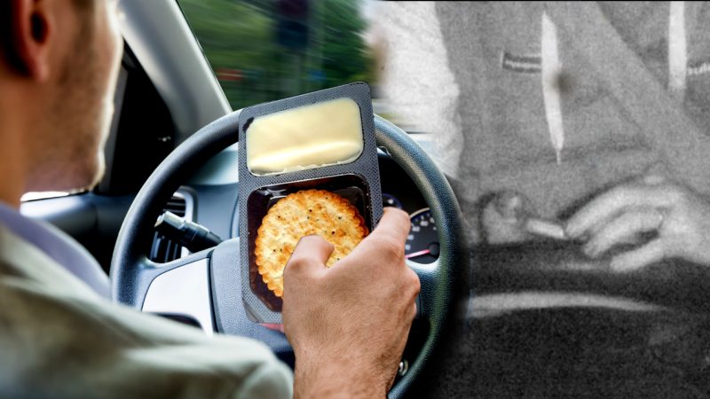 Aussie fella sussed his way out of a cellphone driving fine by proving he was eating cheese dip